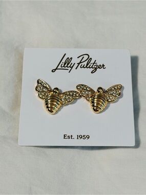 Lilly Pulitzer Gold Bee Crystal Wing Stud Earrings